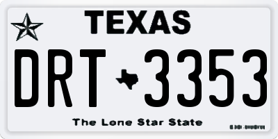 TX license plate DRT3353
