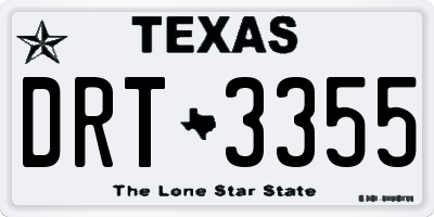 TX license plate DRT3355