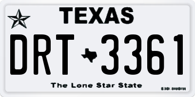 TX license plate DRT3361