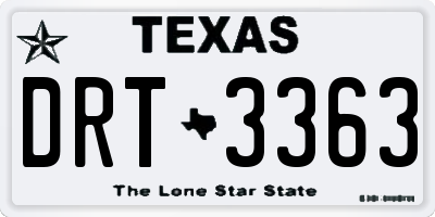 TX license plate DRT3363
