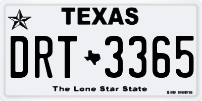 TX license plate DRT3365