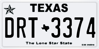 TX license plate DRT3374