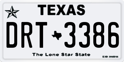 TX license plate DRT3386