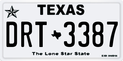 TX license plate DRT3387