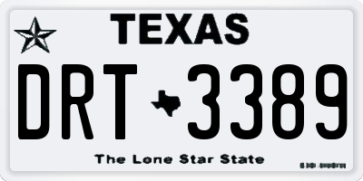 TX license plate DRT3389