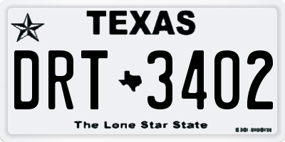 TX license plate DRT3402