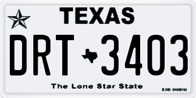 TX license plate DRT3403