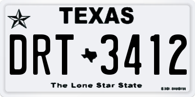 TX license plate DRT3412