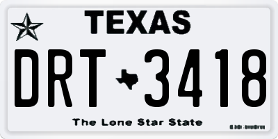 TX license plate DRT3418