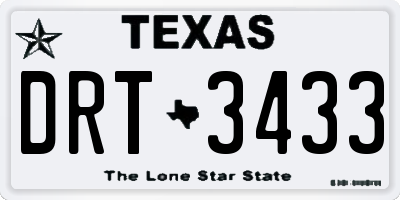 TX license plate DRT3433