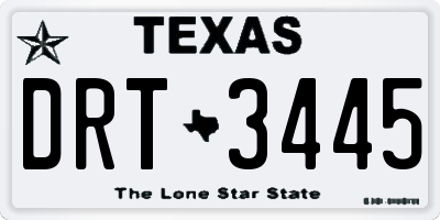 TX license plate DRT3445