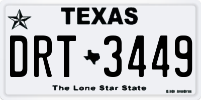 TX license plate DRT3449