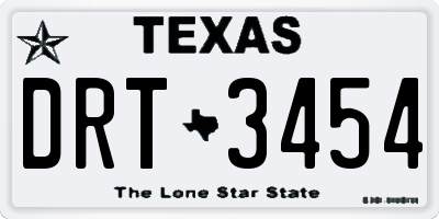 TX license plate DRT3454