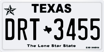 TX license plate DRT3455