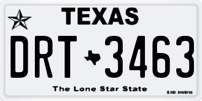 TX license plate DRT3463