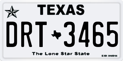TX license plate DRT3465