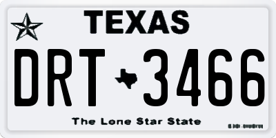 TX license plate DRT3466