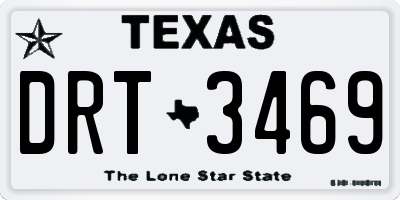 TX license plate DRT3469