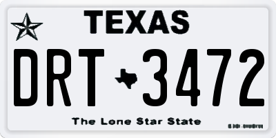 TX license plate DRT3472