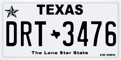 TX license plate DRT3476