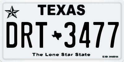 TX license plate DRT3477