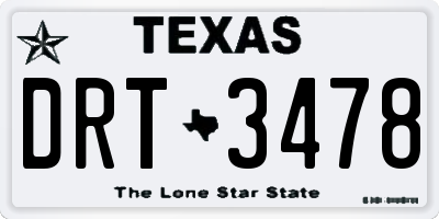 TX license plate DRT3478