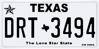 TX license plate DRT3494