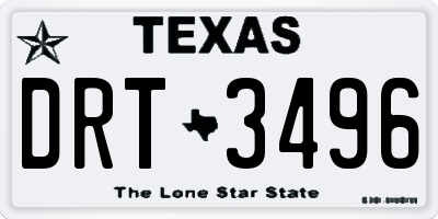 TX license plate DRT3496