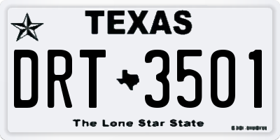 TX license plate DRT3501