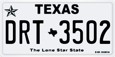 TX license plate DRT3502