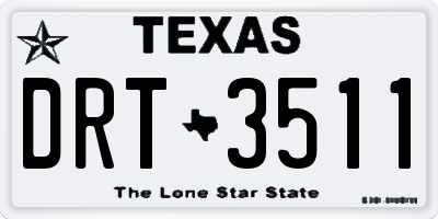 TX license plate DRT3511