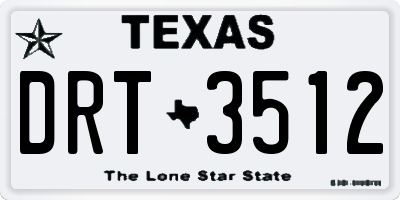 TX license plate DRT3512