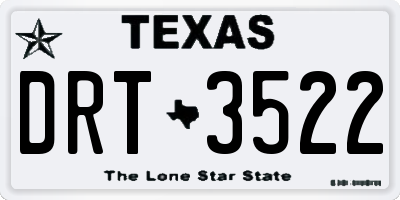 TX license plate DRT3522