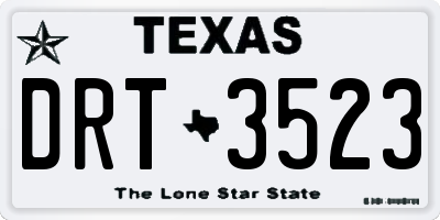 TX license plate DRT3523