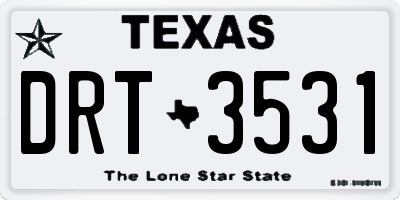 TX license plate DRT3531