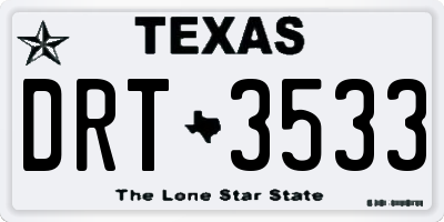 TX license plate DRT3533