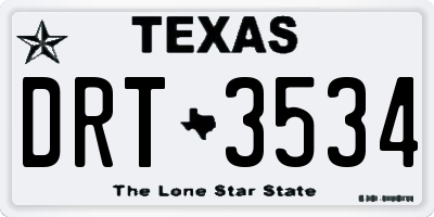 TX license plate DRT3534