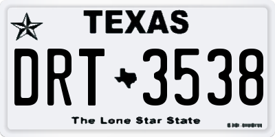 TX license plate DRT3538