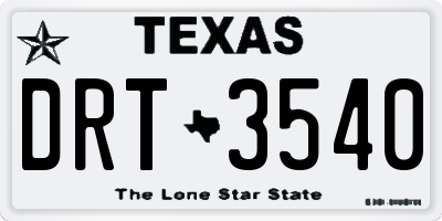 TX license plate DRT3540
