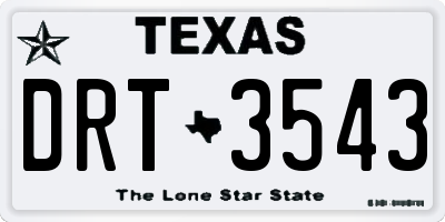 TX license plate DRT3543