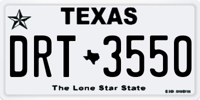 TX license plate DRT3550