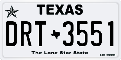 TX license plate DRT3551