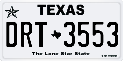 TX license plate DRT3553