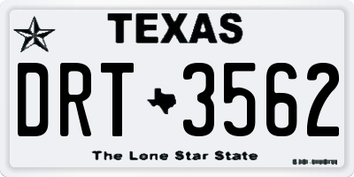 TX license plate DRT3562