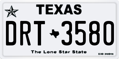 TX license plate DRT3580