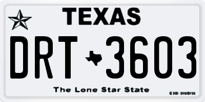 TX license plate DRT3603