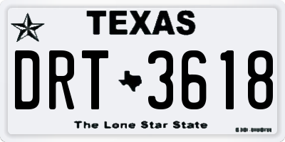 TX license plate DRT3618