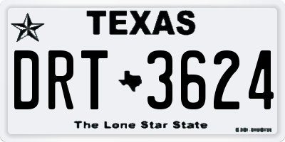 TX license plate DRT3624