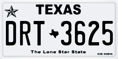 TX license plate DRT3625