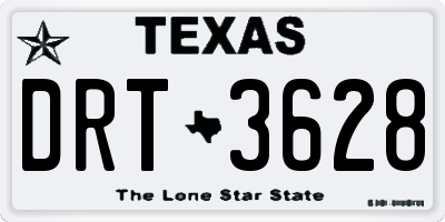 TX license plate DRT3628